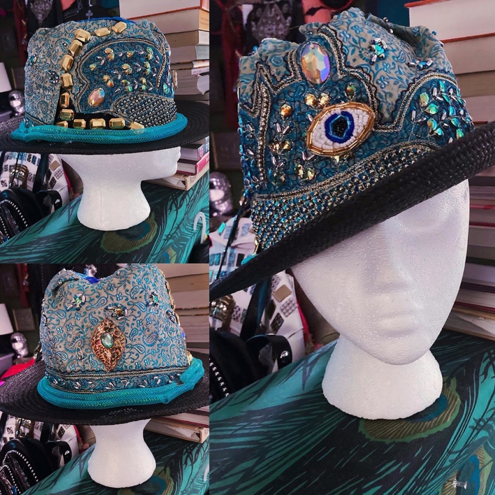 Custom Designed Straw Fedora Sari Hat by #FarrahNaykaDesigns